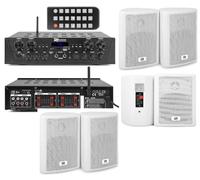 FILODIFFUSIONE AUDIO CON AMPLIFICATORE 4 ZONE VOLUME SEPARABILI + CASSE AUDIO DA PARETE NERE O BIANCHE (6 CASSE AUDIO BIANCHE)