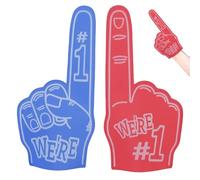 FILOEEX 2 guanti giganti in schiuma con dita gladiatori, per eventi sportivi, colore blu e rosso, dita in schiuma numero 1, per giochi sportivi, tifosi, feste e spirito di squadra