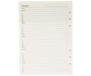 Filofax A5 Refill Name, Address, Email, Telephone, Fax, Mobile