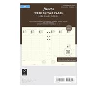 Filofax Agenda 2026 26-68513, formato A5, settimana su due pagine, formato colonna, 5 lingue, cotone crema
