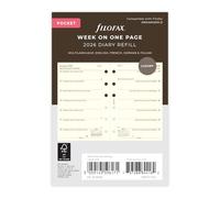Filofax Agenda tascabile 2026, settimana per pagina, 4 lingue, color crema cotone, 26-68239