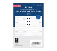Filofax Inserto per calendario tascabile, 1 settimana su 2 pagine, verticale, tedesco 2027