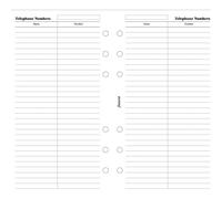 Filofax Personal Telephone Numbers Notepaper Refill