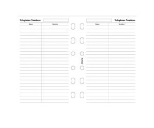 Filofax Pocket Telephone Numbers Notepaper