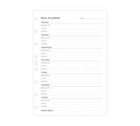 Filofax - Refill meal planner, formato A5, bianco - NUOVO
