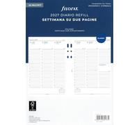 Filofax Ricambio Colore Bianco Agenda Anelli A5-Master 2027,Planning Settimanale Verticale 148x210mm. AMSF23BV