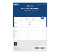 Filofax Ricarica agenda calendario, formato A5, visualizzazione mensile, carta bianca, inglese, 2025 (C68510-25)