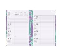 Filofax Ricarica per agenda, formato A5, visualizzazione settimanale, motivo floreale illustrato, con stampa a quattro colori, multilingue: cinque lingue, 2026 (C6351-26)