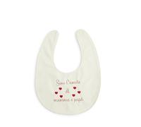 FiloMagia Bavaglino Neonato Ricamato Sono l'Amore di Mamma e Papà - 100% Morbido Cotone Bianco con Chiusura a Clip - Idea Regalo Nascita, Battesimo e Annuncio Gravidanza