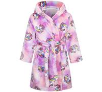 FILOWA Accappatoio Bambini Ragazza Flanella Vestaglia con Cappuccio Doccia Morbido Pigiama Lungo Spugna Indumenti da Notte per Bambina 7-8 Anni, Viola Unicorno
