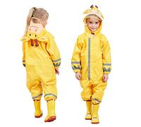 FILOWA Impermeabile Pioggia Bambina Impermeabile Antipioggia Tuta Bambini con Cappuccio Ragazze Ragazzi Giallo Giraffa Portatile Jogging Tutto in Uno Giacche Impermeabili Bimba bimbo Unisex 3-5 Anni