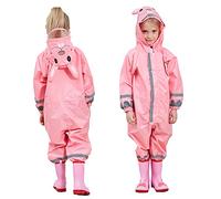 FILOWA Impermeabile Pioggia Bambina Impermeabile Antipioggia Tuta Poncho Portatile Bambini con Cappuccio Ragazze Ragazzi Rosa ConiglioJogging Tutto in Uno Giacche Impermeabili Bimba 3-5 Anni