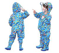 FILOWA Impermeabile Pioggia Bambino Impermeabile Antipioggia Tuta Bambini Con Cappuccio Ragazze Ragazzi Blu Car Poncho Portatile Jogging Tutto in Uno Giacche Impermeabili Bimba Bimbo Unisex 3-5 anni
