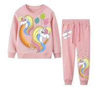 FILOWA Tuta Completini Ragazza Cotone Tute da Ginnastica, 4-5 Anni, Rosa