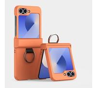 Filp Case - Custodia rigida per telefono in PC con supporto e protezione per cerniera per Samsung Galaxy Z Flip 5, design ultra sottile, antiurto, anti-caduta (arancione)