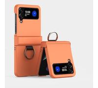Filp Case - Custodia rigida per telefono in PC con supporto e protezione per cerniera per Samsung Galaxy Z Flip 3, design ultra sottile, antiurto, anti-caduta (arancione)