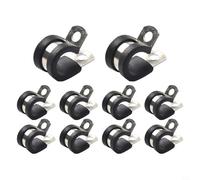 Filteilect 10 fascette a P rivestite in gomma in acciaio inox con copertura in EPDM per montaggio cavi e fissaggio di tubi flessibili in settore automobilistico, marittimo, elettrico, (14 mm)