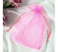 Filteilect 100 sacchetti in organza con coulisse, colore bianco e rosa, 10 x 15 cm, per matrimoni, regali di San Valentino, feste e celebrazioni, con chiusura a nastro di raso (rosa)