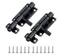 Filteilect 2 chiavistelli per porte scorrevoli in acciaio inox con viti per cancello da giardino, bagno, camera da letto, finitura nera (L)