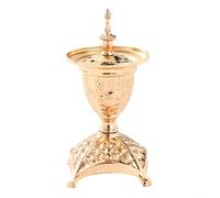 Filteilect Bruciatore di incenso Mabkhara, in metallo, decorativo, stile arabo, per profumare la casa e purificare l'aria, con finitura dorata (stile 4)