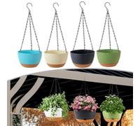 Filteilect Cesto per piante autoirrigante da appendere, per uso interno ed esterno, con catena e drenaggio, per una lunga durata in plastica PP per la crescita delle piante, confezione da 2 pezzi