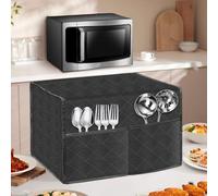 Filteilect Copertura antipolvere per forno a microonde, impermeabile, isolata, per elettrodomestici da cucina, con ampie tasche esterne, facile da pulire, copertura protettiva nera per uso verticale