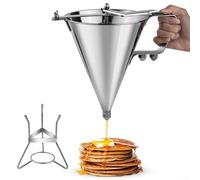 Filteilect Distributore di pastella per pancake in acciaio inox, 1800 ml, con 3 ugelli per versare pasticci, grande capacità, distributore di imbuto per pancake