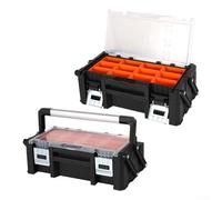 Filteilect Grande organizer a 2 strati con scomparti rimovibili per riporre hardware e viti, 46 x 24 x 14,5 cm, in lega di alluminio e plastica