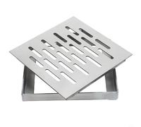Filteilect Griglia di scarico in acciaio inossidabile con telaio, finitura spazzolata antiscivolo e design a scarico rapido, copertura di drenaggio esterno per Municipal, Plaza, (150 x 150 x 20 mm)