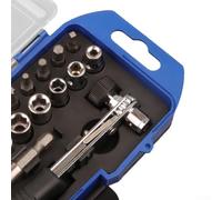 Filteilect Kit di 23 attrezzi per la riparazione di dispositivi elettrici | Set di mini punte a cricchetto con 12 punte per cacciavite e 9 prese | Portainserti magnetico in acciaio al carbonio con