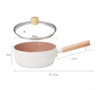 Filteilect Maifan Stone - Casseruola con coperchio, 18/20 cm, piccola, per cucina, corpo in alluminio con manico in legno, compatibile con induzione, gas ed elettrico (bianco, 20 cm)