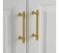 Filteilect Maniglie per armadietti in ottone massiccio, tiranti per cassetti dorati, distanza tra i fori 50-320 mm, finitura in bronzo resistente per mobili (distanza foro 224 mm)
