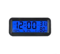 Filteilect Mini orologio digitale alimentato solare per cruscotto auto, visualizzazione della temperatura della data, blu/verde 8X3x3.5cm multi funzione orologio da tavolo elettronico
