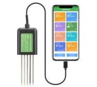 Filteilect Misuratore digitale per test del suolo USB 7 in 1, per fertilità, umidità, pH, temperatura, luce solare e umidità per giardino, cavo da 1,5 m, supporto app