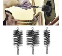 Filteilect Set di 3 spazzole per tubi della stufa con spazzole in filo di acciaio al carbonio da 30/50/80 mm, per la pulizia di camini, caldaie e condutture nei sistemi di riscaldamento domestico