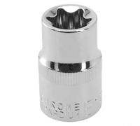 Filteilect Set di chiavi a bussola per viti Torx tipo E, attacco da 1/2", in acciaio ad alta durezza, compatibile con impugnatura a cricchetto, dimensioni E10-E24 (E18)