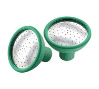 Filteilect Testa di ricambio per annaffiatoio con parte anteriore in metallo e base in gomma elastica, altezza 6,5 cm, compatibile con la maggior parte dei beccucci, verde e argento (2 pezzi)