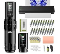 Filter Kit stampante stencil tatuaggio - Macchina stampante con 7 tempi 2.0-4.0mm Tattoo Gun Machine, Extra 1600mAh Alimentazione, 20Pcs Tattoo Cartridge aghi per principianti e artisti