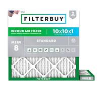 FilterBuy 10x10x1 filtro aria MERV 8, pieghettato HVAC AC AC filtri forno (2-pack, argento)