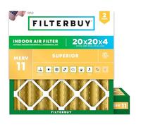 Filterbuy 20 x 20 x 4 filtro aria MERV 11 Allergen Defense (confezione da 2), ricambio per filtri aria condizionata a pieghe HVAC (dimensioni effettive: 19,38 x 19,38 x 3,63 pollici)