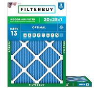 Filterbuy 20 x 25 x 1 filtro dell'aria MERV 13 protezione ottimale (confezione da 2), sostituzione di filtri dell'aria per forno HVAC a pieghe (dimensioni effettive: 19,50 x 24,50 x 0,75 pollici)