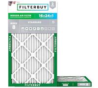 FilterBuy - Filtro aria 16 x 24 x 1 MERV 8, filtri per forni HVAC pieghettati (confezione da 2, argento)