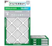 FilterBuy - Filtro aria per forno HVAC pieghettato, 14 x 25 x 1, MERV 8, AFB Silver, 13.50 x 24.50 x 0.75 confezione da 4
