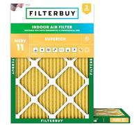 Filterbuy Filtro dell'aria MERV 11 Allergen Defense (confezione da 2), filtro dell'aria a pieghe HVAC AC AC (dimensioni effettive: 14,50 x 19,50 x 0,75 pollici)