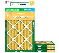 Filterbuy Filtro dell'aria MERV 11 Allergen Defense (confezione da 4), filtro dell'aria a pieghe HVAC AC AC (dimensioni effettive: 13,69 x 29,69 x 0,75 pollici)