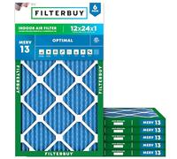 Filterbuy Filtro dell'aria MERV 13, 12 x 24 x 1, protezione ottimale (confezione da 6), ricambio per filtri dell'aria per forno a corrente alternata HVAC (dimensioni effettive: 38 x 23,38 x 0,75 pollici)