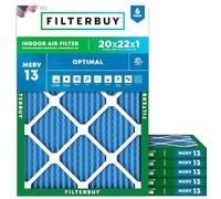 Filterbuy Filtro dell'aria MERV 13, 20 x 22 x 1, protezione ottimale (confezione da 6), sostituzione dei filtri dell'aria per forno HVAC a pieghe (dimensioni effettive: 19,50 x 21,50 x 0,75 pollici)