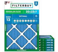 Filterbuy Filtro dell'aria MERV 13, 20 x 23 x 1, protezione ottimale (confezione da 6), sostituzione dei filtri dell'aria per forno HVAC a pieghe (dimensioni effettive: 19,50 x 22,50 x 0,75 pollici)