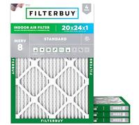 Filterbuy Filtro dell'aria MERV 8, 20 x 24 x 1, protezione contro la polvere (confezione da 4), ricambio per filtri dell'aria per forno a corrente alternata HVAC (dimensioni effettive: 19,38 x 23,38 x 0,75 pollici)