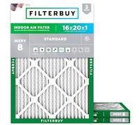 Filterbuy Filtro dell'aria MERV 8 Dust Defense (3 pezzi), pieghettato HVAC AC Furnace Air Filter (dimensioni effettive: 40,6 x 49,5 x 1,9 cm)